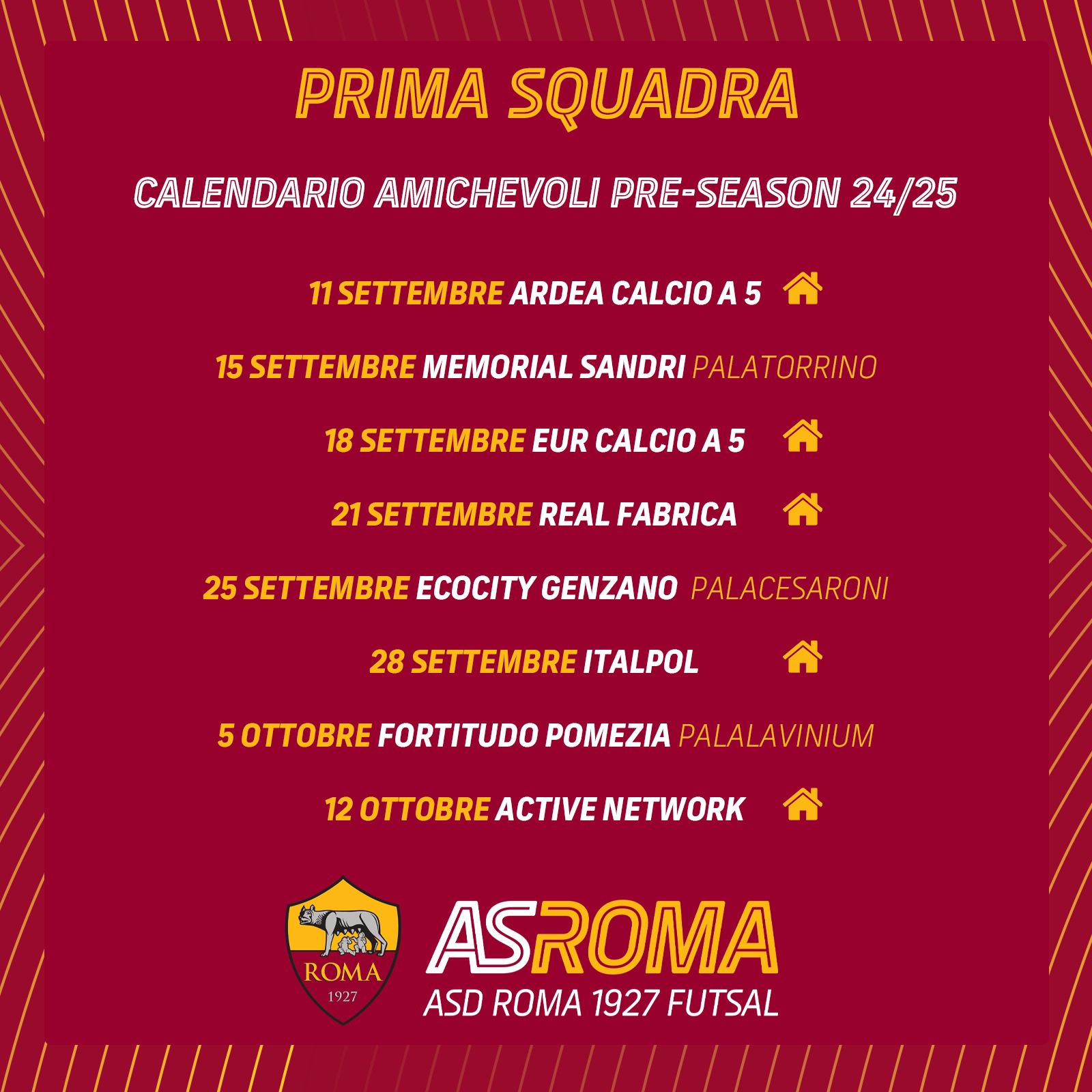 Amichevoli, il programma della Roma 1927 Futsal 